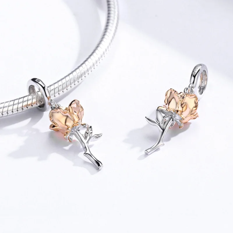(Bild für) Zweifarbiger zweifarbiger Lover Rose im Pandora-Stil mit zweifarbigen Blumen - B - Ansicht 4