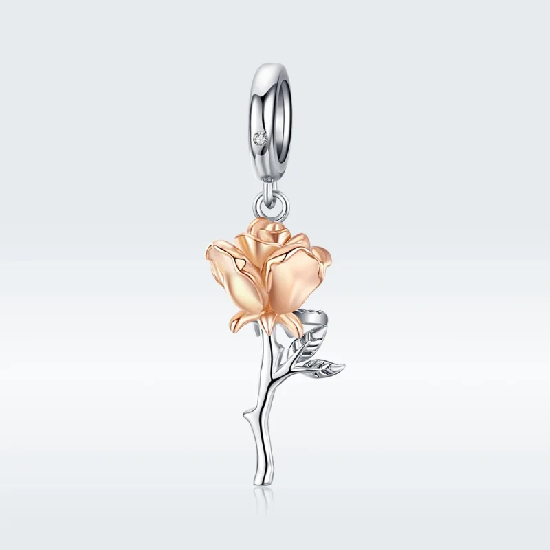 (Bild für) Zweifarbiger zweifarbiger Lover Rose im Pandora-Stil mit zweifarbigen Blumen - B - Ansicht 5