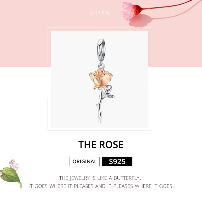 (Bild für) Zweifarbiger zweifarbiger Lover Rose im Pandora-Stil mit zweifarbigen Blumen - B - Ansicht 6