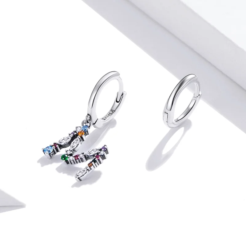 (Bild für) Bunte baumelnde Ohrringe im Pandora-Stil aus Silber mit Buchstaben M - SCE1031 - Ansicht 2