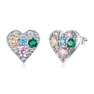 (Bild für) Bunte Liebes-Ohrstecker im Pandora-Stil aus Silber - SCE890