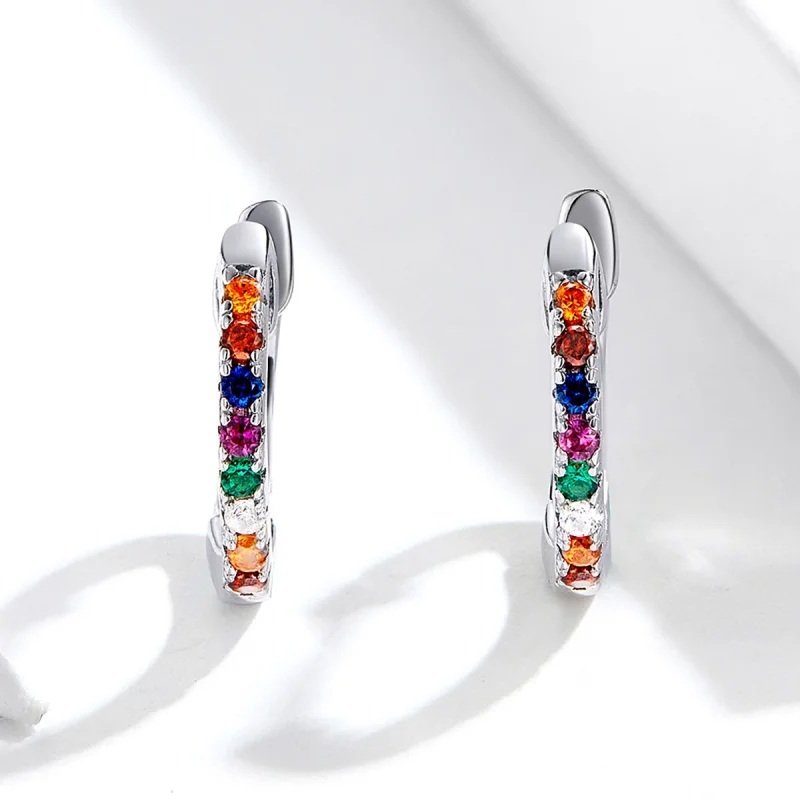 (Bild für) Bunte Zirkon-Creolen im Pandora-Stil aus Silber - SCE721 - Ansicht 2