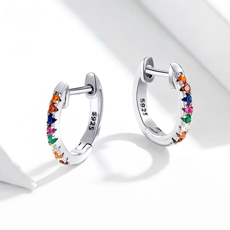 (Bild für) Bunte Zirkon-Creolen im Pandora-Stil aus Silber - SCE721 - Ansicht 4
