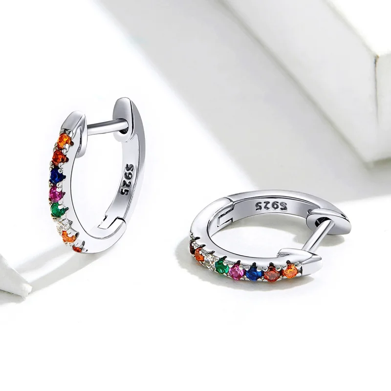 (Bild für) Bunte Zirkon-Creolen im Pandora-Stil aus Silber - SCE721 - Ansicht 5