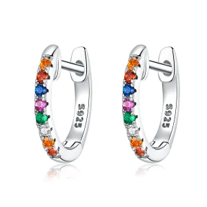 (Bild für) Bunte Zirkon-Creolen im Pandora-Stil aus Silber - SCE721