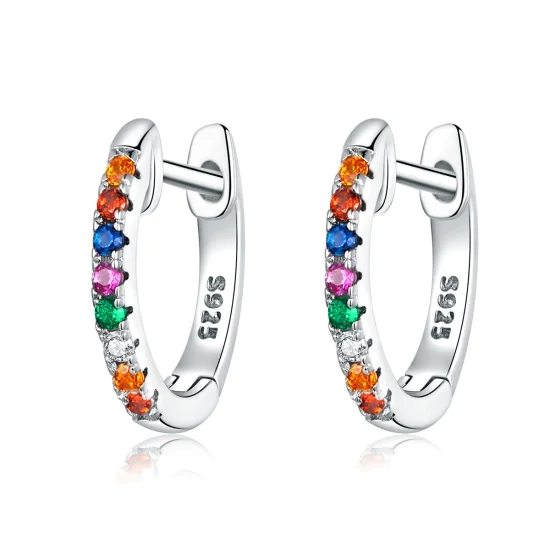 (Bild für) Bunte Zirkon-Creolen im Pandora-Stil aus Silber - SCE721