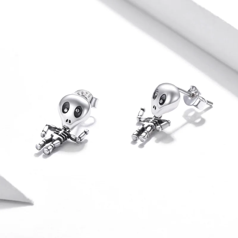 (Bild für) Coole Skelett-Ohrstecker im Pandora-Stil aus Silber - SCE1110 - Ansicht 3