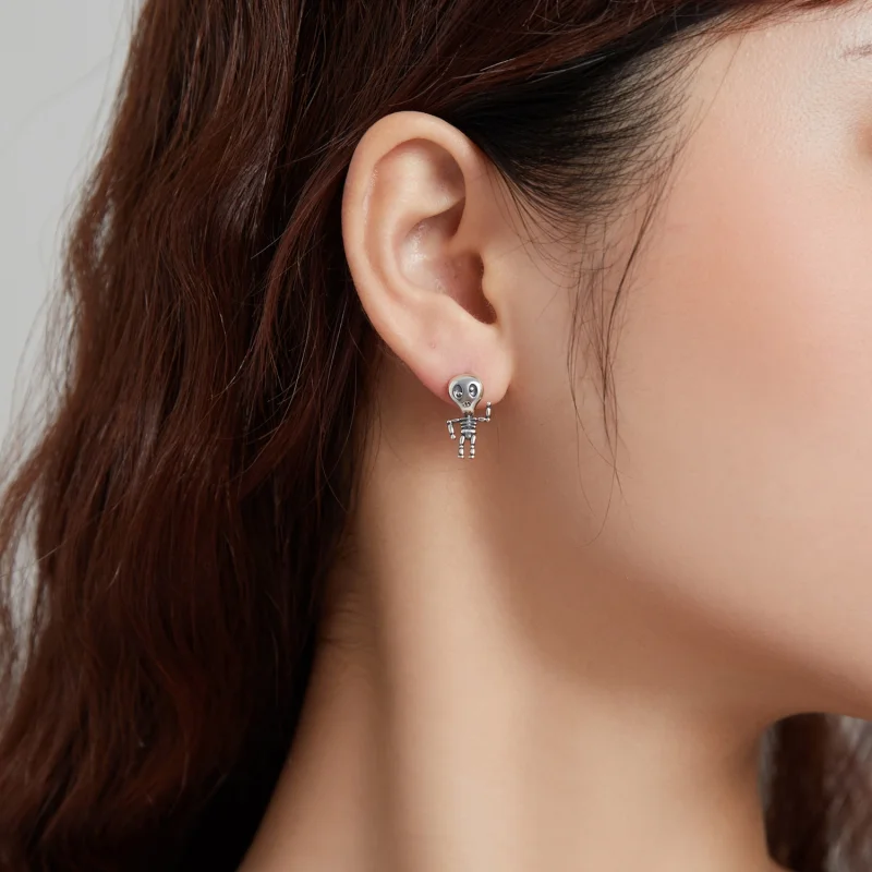 (Bild für) Coole Skelett-Ohrstecker im Pandora-Stil aus Silber - SCE1110 - Ansicht 7