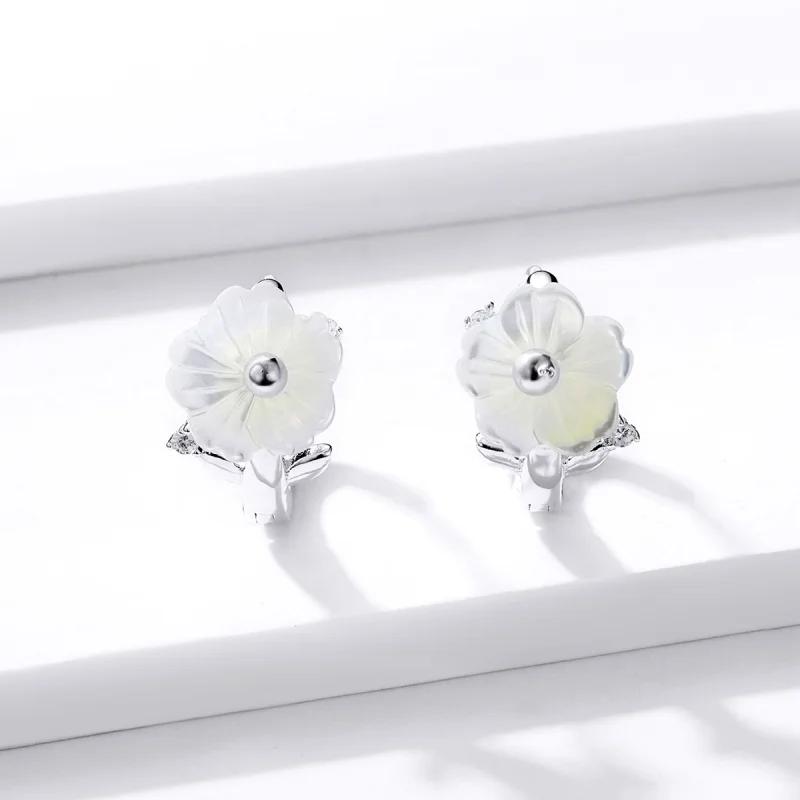 (Bild für) Creolen im Pandora-Stil aus Silber mit reinen Blumen - BSE321 - Ansicht 2