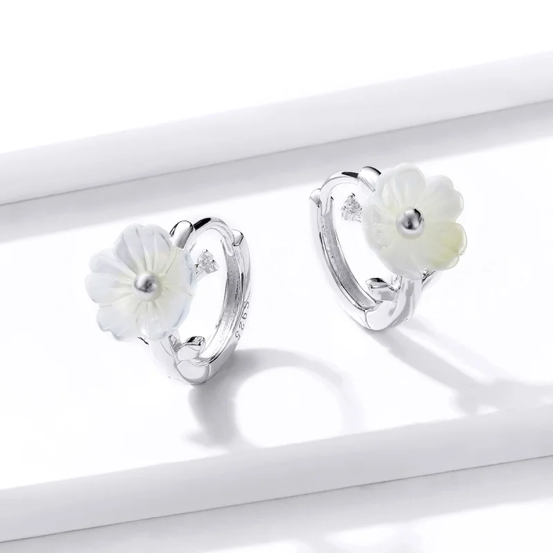 (Bild für) Creolen im Pandora-Stil aus Silber mit reinen Blumen - BSE321 - Ansicht 3