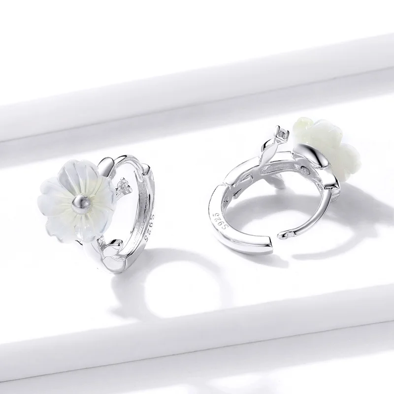 (Bild für) Creolen im Pandora-Stil aus Silber mit reinen Blumen - BSE321 - Ansicht 4