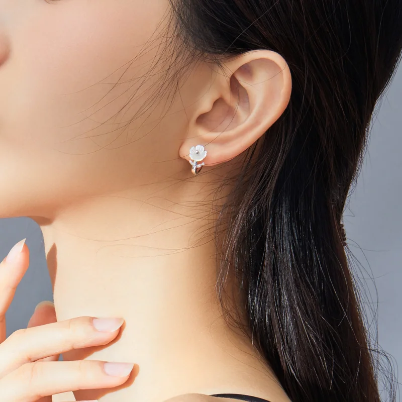 (Bild für) Creolen im Pandora-Stil aus Silber mit reinen Blumen - BSE321 - Ansicht 7
