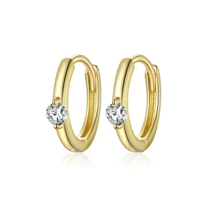 (Bild für) Creolen mit glänzendem Diamant im Pandora-Stil, 18 Karat vergoldet - SCE1050-B