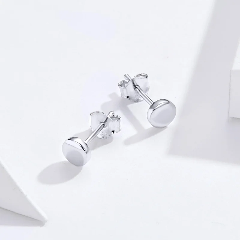 (Bild für) Einfache Bohnen-Ohrstecker im Pandora-Stil aus Silber - SCE705-A - Ansicht 4