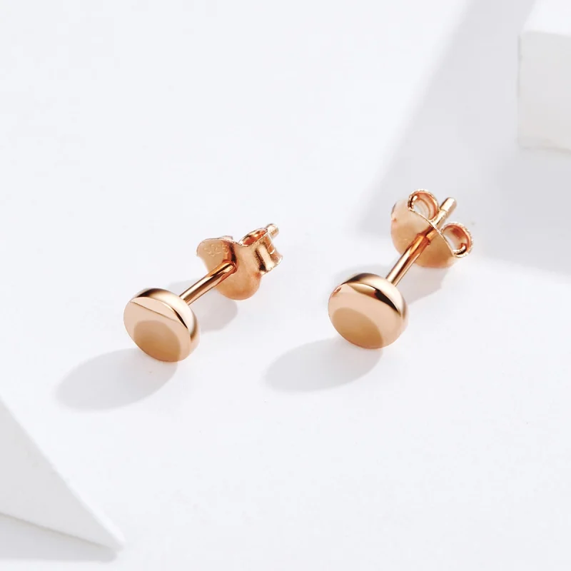(Bild für) Einfache Bohnen-Ohrstecker im Pandora-Stil in Roségold - SCE705-C - Ansicht 2
