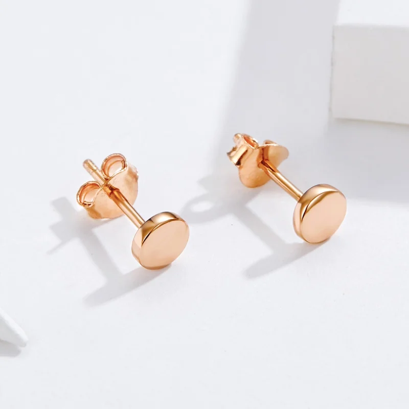 (Bild für) Einfache Bohnen-Ohrstecker im Pandora-Stil in Roségold - SCE705-C - Ansicht 4