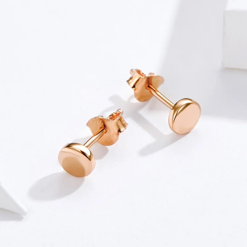(Bild für) Einfache Bohnen-Ohrstecker im Pandora-Stil in Roségold - SCE705-C - Ansicht 5