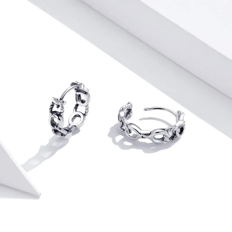 (Bild für) Einfache Creolen im Pandora-Stil aus Silber mit Kette - SCE960 - Ansicht 2