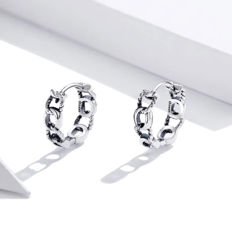 (Bild für) Einfache Creolen im Pandora-Stil aus Silber mit Kette - SCE960 - Ansicht 3