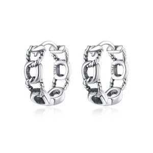 (Bild für) Einfache Creolen im Pandora-Stil aus Silber mit Kette - SCE960