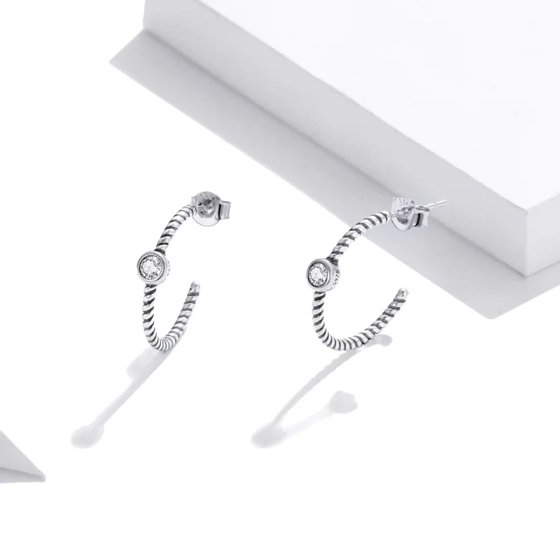 (Bild für) Einfache Ohrstecker aus Silber im Pandora-Stil - SCE1122 - Ansicht 2