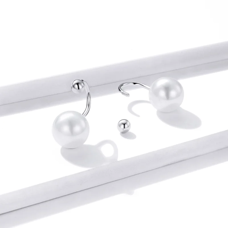 (Bild für) Einfache Perlen-Ohrstecker im Pandora-Stil aus Silber - BSE438 - Ansicht 2