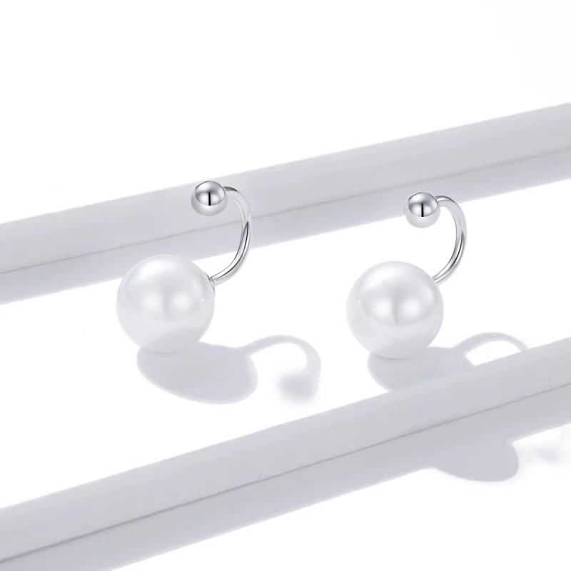 (Bild für) Einfache Perlen-Ohrstecker im Pandora-Stil aus Silber - BSE438 - Ansicht 3
