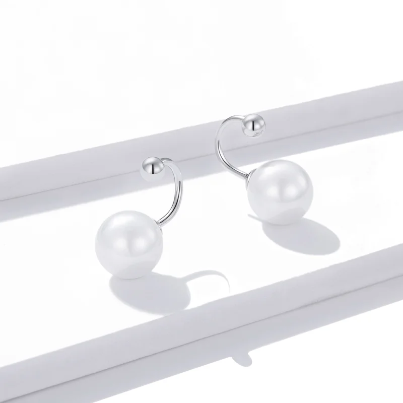 (Bild für) Einfache Perlen-Ohrstecker im Pandora-Stil aus Silber - BSE438 - Ansicht 4