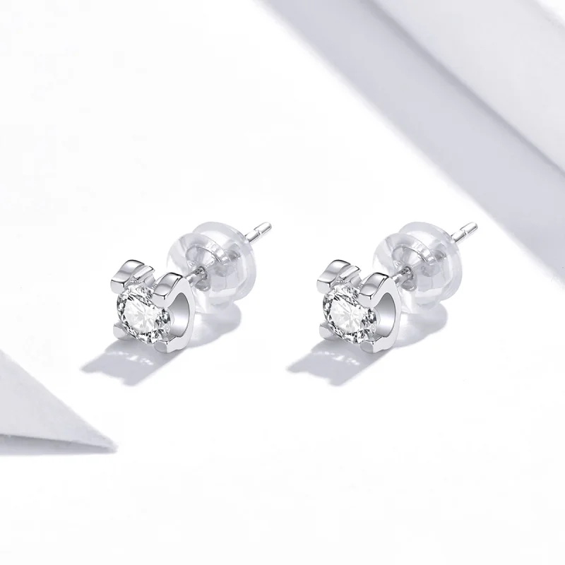 (Bild für) Einfache Zirkon-Ohrstecker im Pandora-Stil aus Silber - SCE974 - Ansicht 2