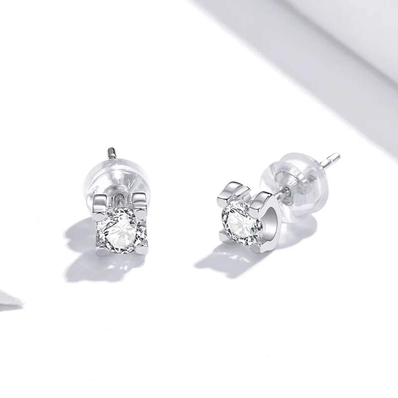 (Bild für) Einfache Zirkon-Ohrstecker im Pandora-Stil aus Silber - SCE974 - Ansicht 4