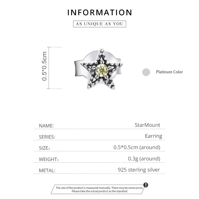 (Bild für) Einzelne Starmount-Ohrstecker im Pandora-Stil aus Silber - SCE1066 - Ansicht 3