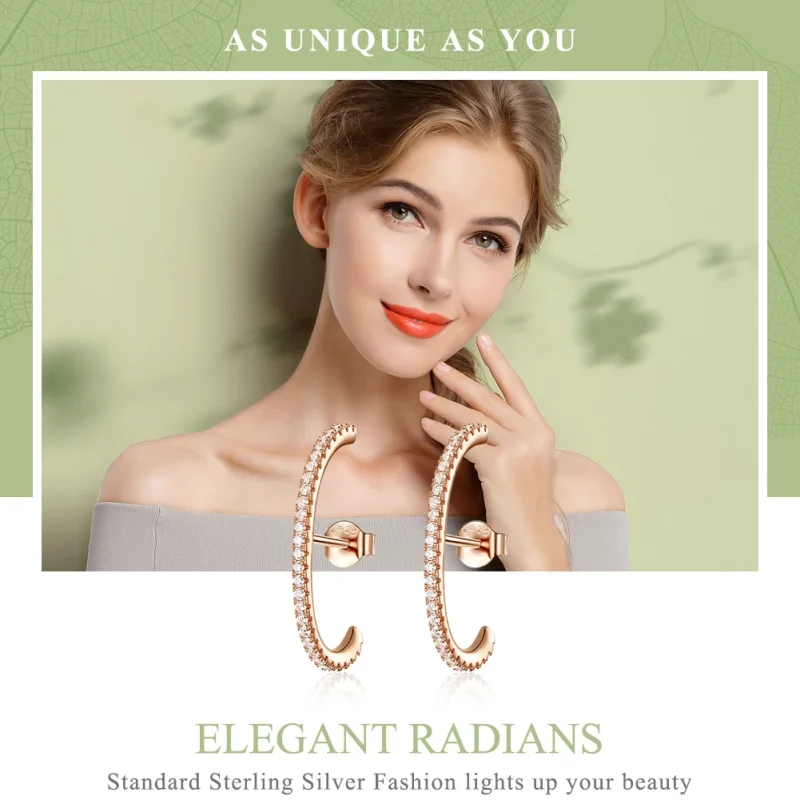 (Bild für) Elegante Radians-Creolen im Pandora-Stil in Roségold - SCE548 - Ansicht 2