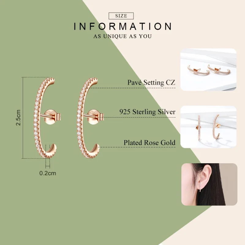 (Bild für) Elegante Radians-Creolen im Pandora-Stil in Roségold - SCE548 - Ansicht 3
