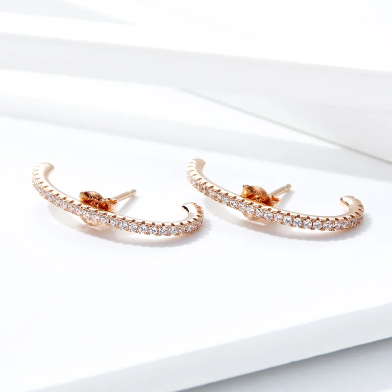 (Bild für) Elegante Radians-Creolen im Pandora-Stil in Roségold - SCE548 - Ansicht 4