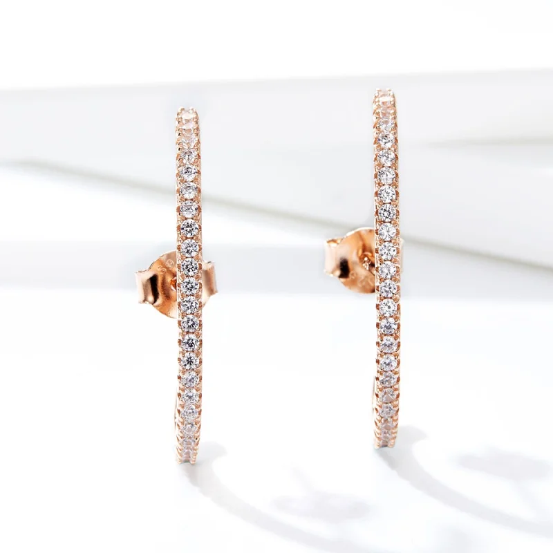 (Bild für) Elegante Radians-Creolen im Pandora-Stil in Roségold - SCE548 - Ansicht 5