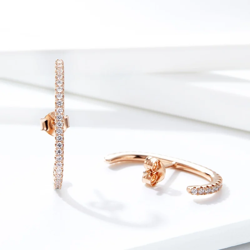 (Bild für) Elegante Radians-Creolen im Pandora-Stil in Roségold - SCE548 - Ansicht 6
