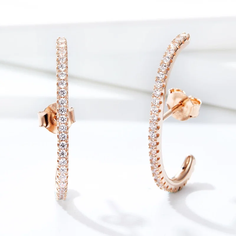 (Bild für) Elegante Radians-Creolen im Pandora-Stil in Roségold - SCE548 - Ansicht 7