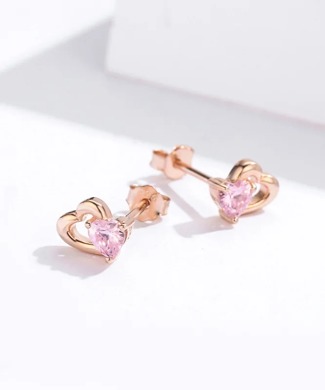 (Bild für) Herzklopfen-Ohrstecker im Pandora-Stil aus Roségold - SCE090-C - Ansicht 2