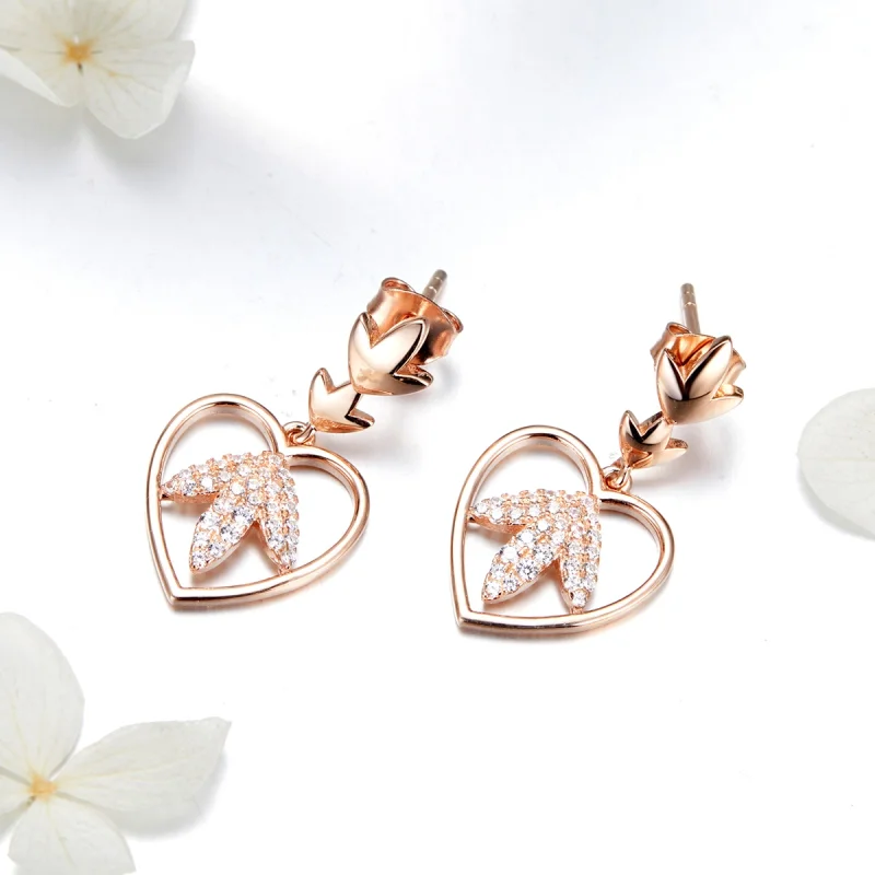 (Bild für) Hängende Ohrringe „Herbst Love“ im Pandora-Stil aus Roségold - SCE557 - Ansicht 4