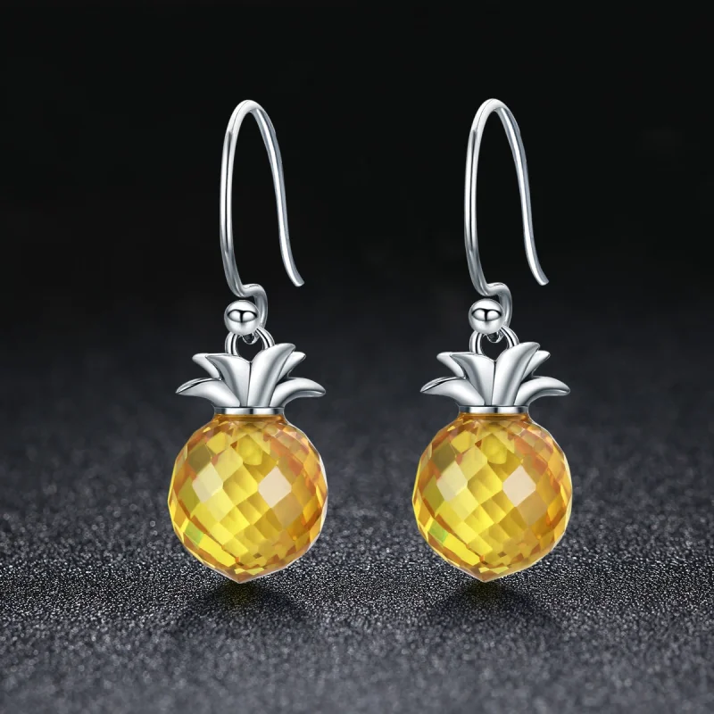 (Bild für) Hängende Ohrringe im Pandora-Stil aus Silber mit frischer Ananas - SCE265 - Ansicht 4