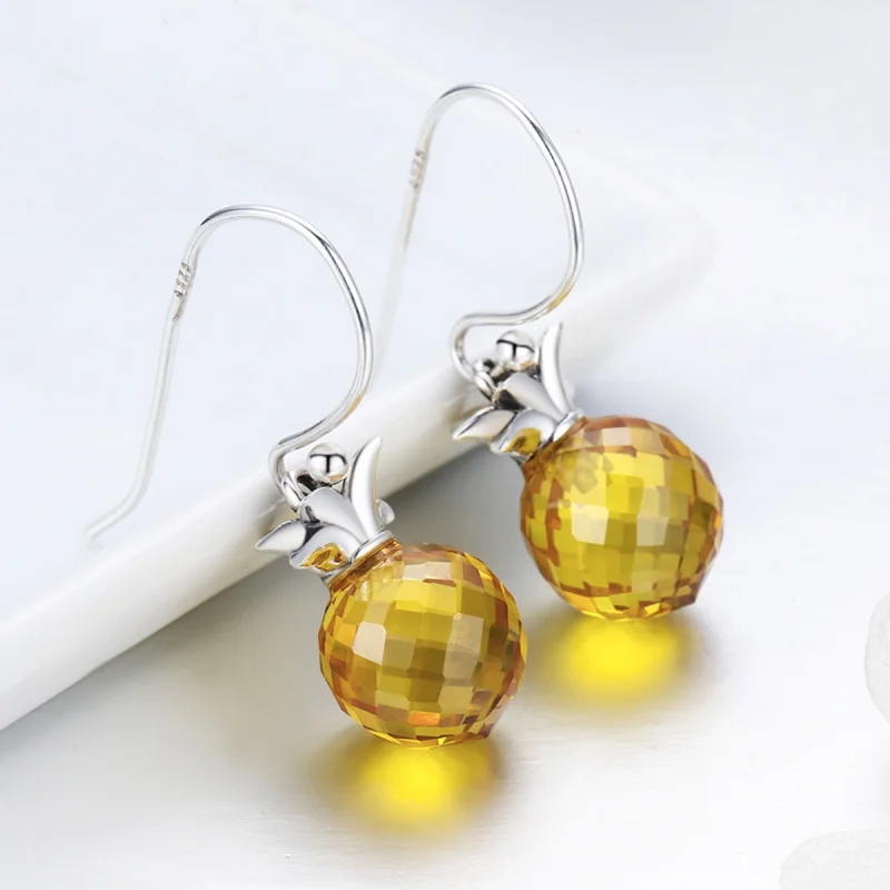 (Bild für) Hängende Ohrringe im Pandora-Stil aus Silber mit frischer Ananas - SCE265 - Ansicht 6