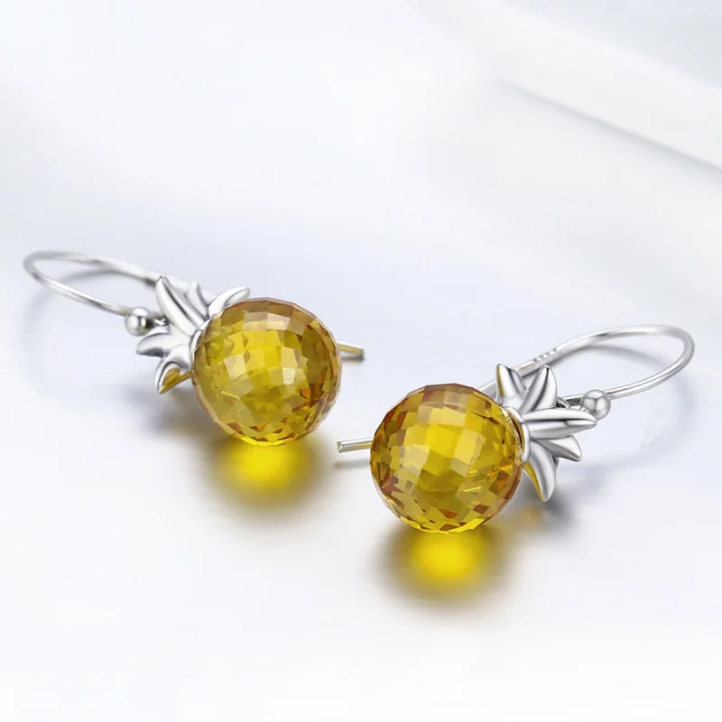 (Bild für) Hängende Ohrringe im Pandora-Stil aus Silber mit frischer Ananas - SCE265 - Ansicht 7