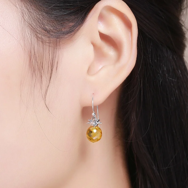 (Bild für) Hängende Ohrringe im Pandora-Stil aus Silber mit frischer Ananas - SCE265 - Ansicht 8