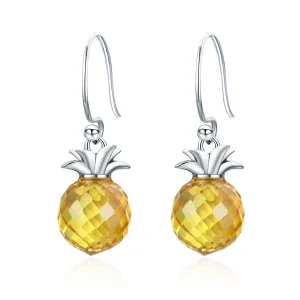 (Bild für) Hängende Ohrringe im Pandora-Stil aus Silber mit frischer Ananas - SCE265