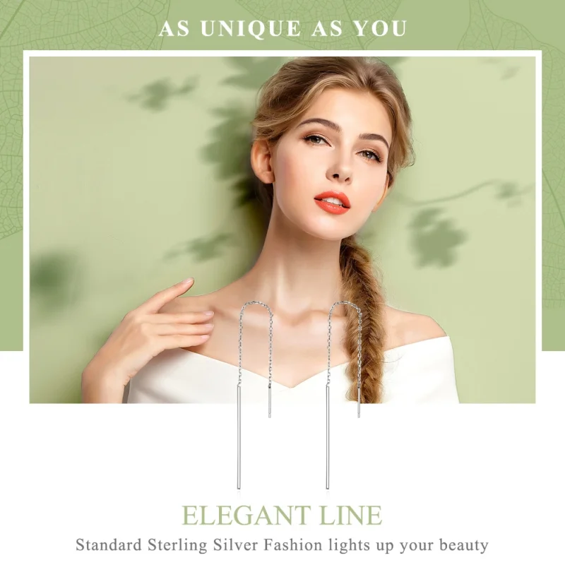 (Bild für) Hängeohrringe „Elegante Linie“ im Pandora-Stil aus Silber - SCE490 - Ansicht 2