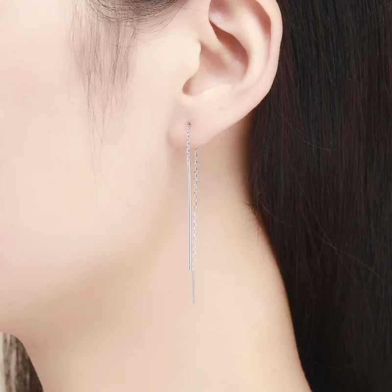 (Bild für) Hängeohrringe „Elegante Linie“ im Pandora-Stil aus Silber - SCE490 - Ansicht 7