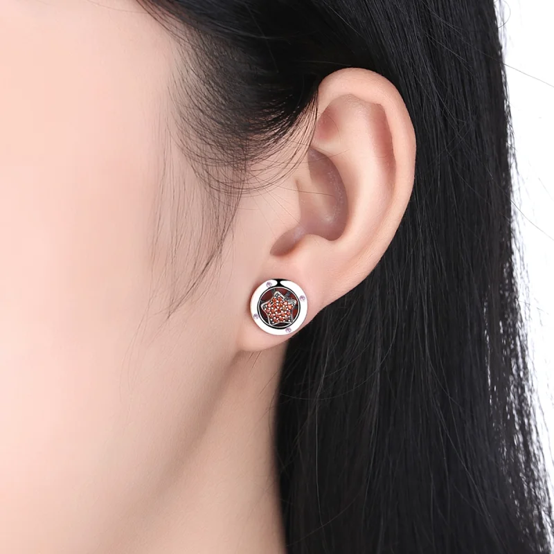 (Bild für) Klassische, glänzende Ohrstecker aus Silber im Pandora-Stil - SCE032-1W - Ansicht 4