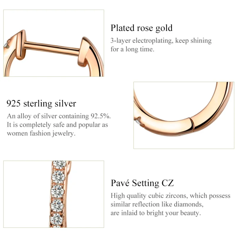 (Bild für) Kleine Kreis-Creolen im Pandora-Stil aus Roségold - SCE498-C - Ansicht 3