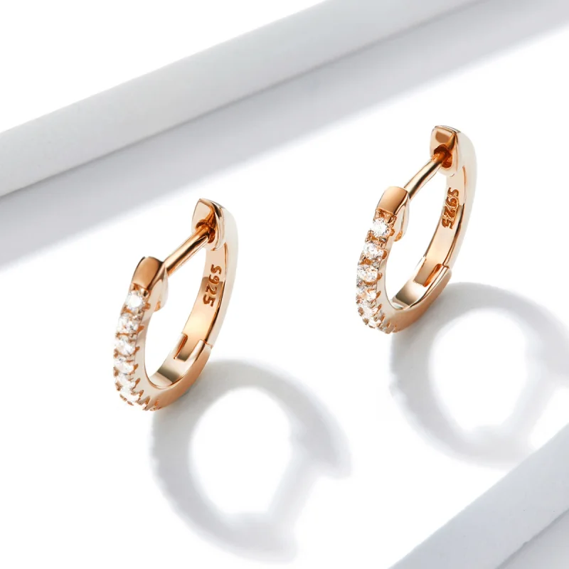 (Bild für) Kleine Kreis-Creolen im Pandora-Stil aus Roségold - SCE498-C - Ansicht 4
