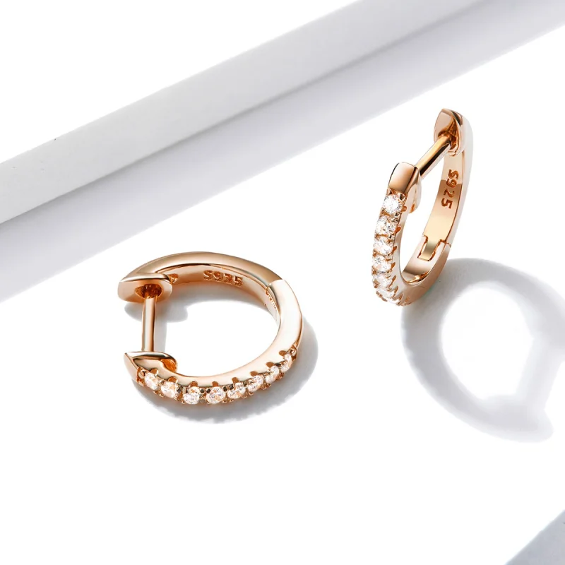 (Bild für) Kleine Kreis-Creolen im Pandora-Stil aus Roségold - SCE498-C - Ansicht 5